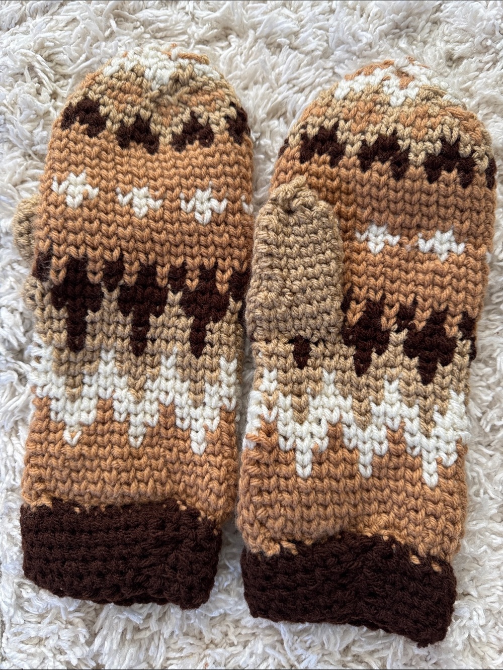 Handmade Patterned Bernie Knit Mittens - Picture 3 of 3